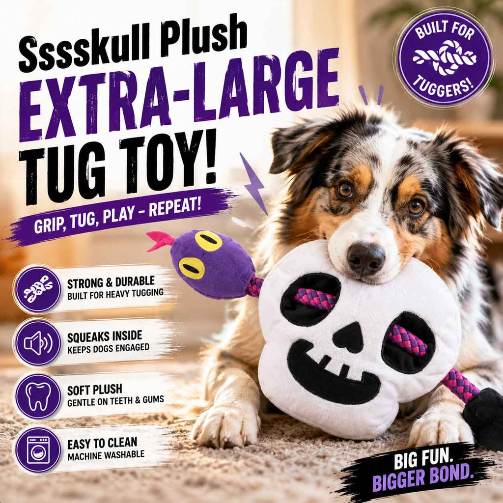 Sssskull Plush Extra-Large + Tug Dog Toy