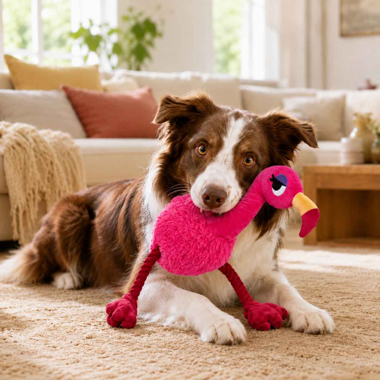Fahari Flamingo Plush Extra-Large + Tug Dog Toy