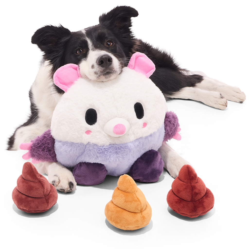 Poopers the Opossum Plush Extra-Large + Multi-Part + Enrichment Dog Toy